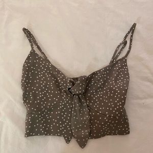 I Love Joah | gray and white polka dot crop top